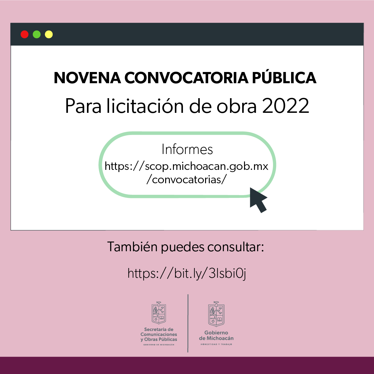 SCOP Emite SCOP convocatoria pública no 09 para licitación de obras