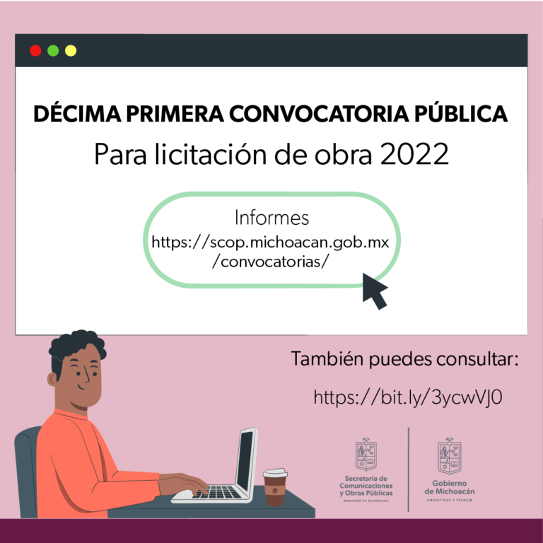 SCOP Emite SCOP convocatoria pública no 11 para licitación de obra